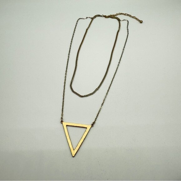 Gold Triangle Pendant Two-Tone Chain Necklace - Picture 2 of 9